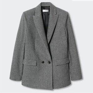 Mango Houndstooth Wool-blend blazer -small